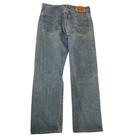 Levi's 501’s Blue Straight Jeans Classic Denim ~ size 32 ~ some distressing - Picture 3 of 12